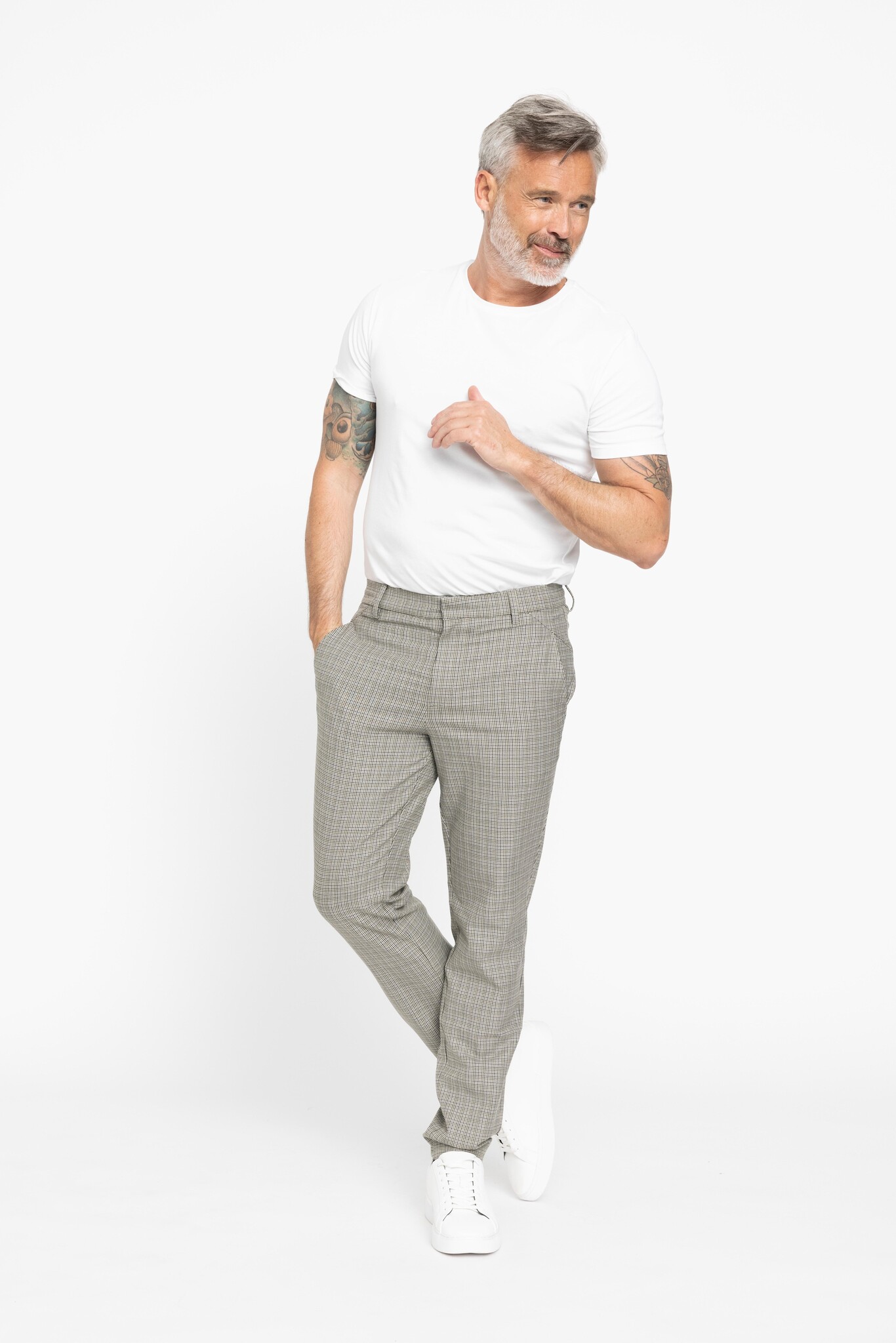 Plain Broek Plain JOSH 52 SAND ARMY CHECK