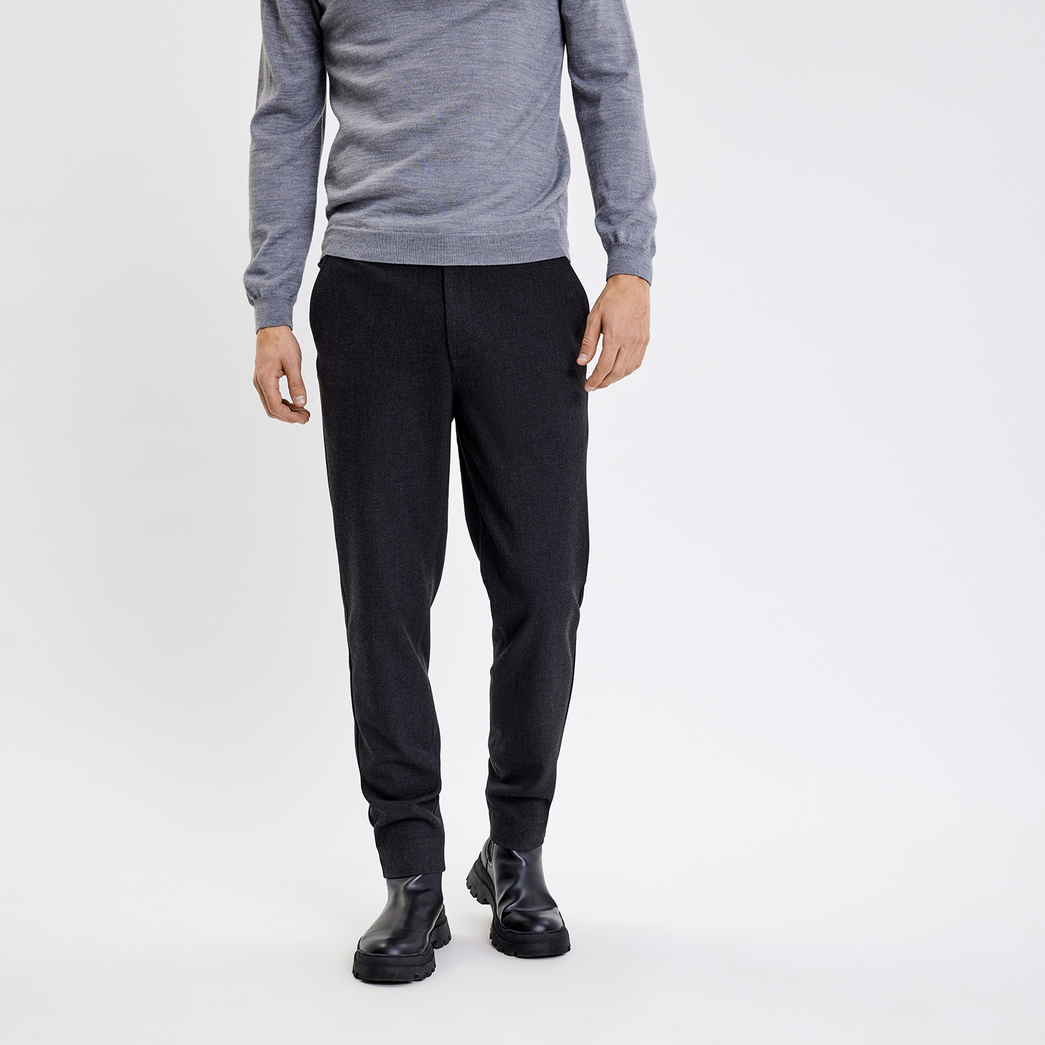 Plain Broek Plain 40156 THEOPL 838 BLACK MELANGE
