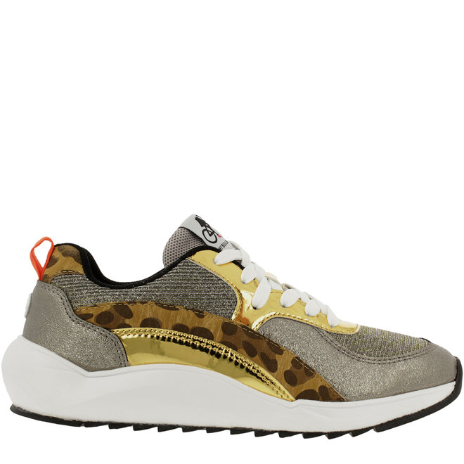 Sneaker Goldfarben mit Schlangenprint 001000F5S_GNGDTD