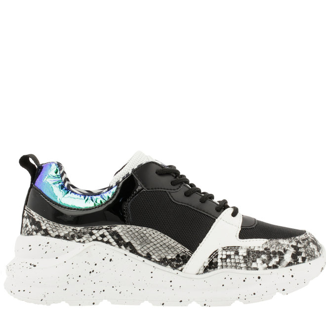 Sneaker Zwart met Slangenprint 141003F5S_BKWHTD