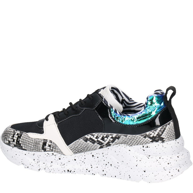 Sneaker Zwart met Slangenprint 141003F5S_BKWHTD