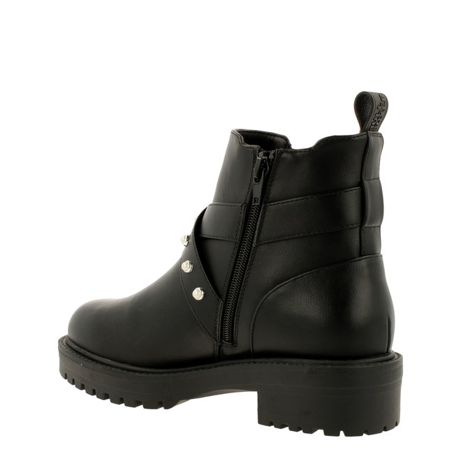 Biker Boots Black with Pearls 031517F6S_BLCKTD