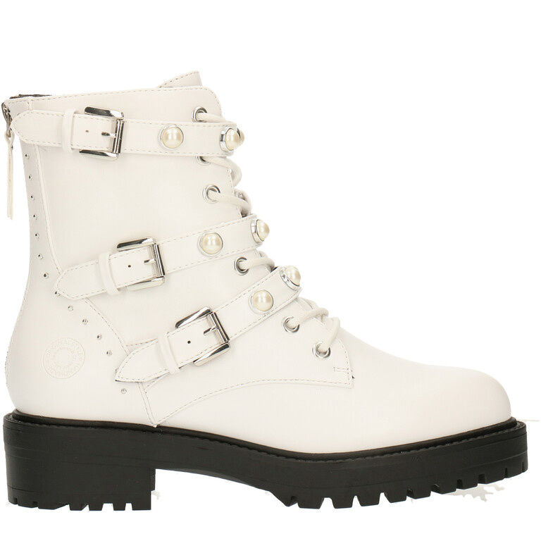 Bullboxer Biker Boots White with Pearls 