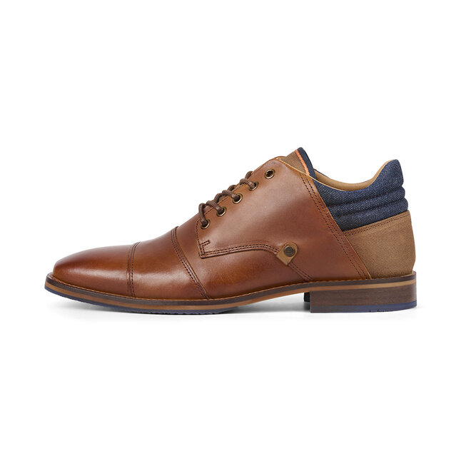 Veterschoen Cognac/ Blauw