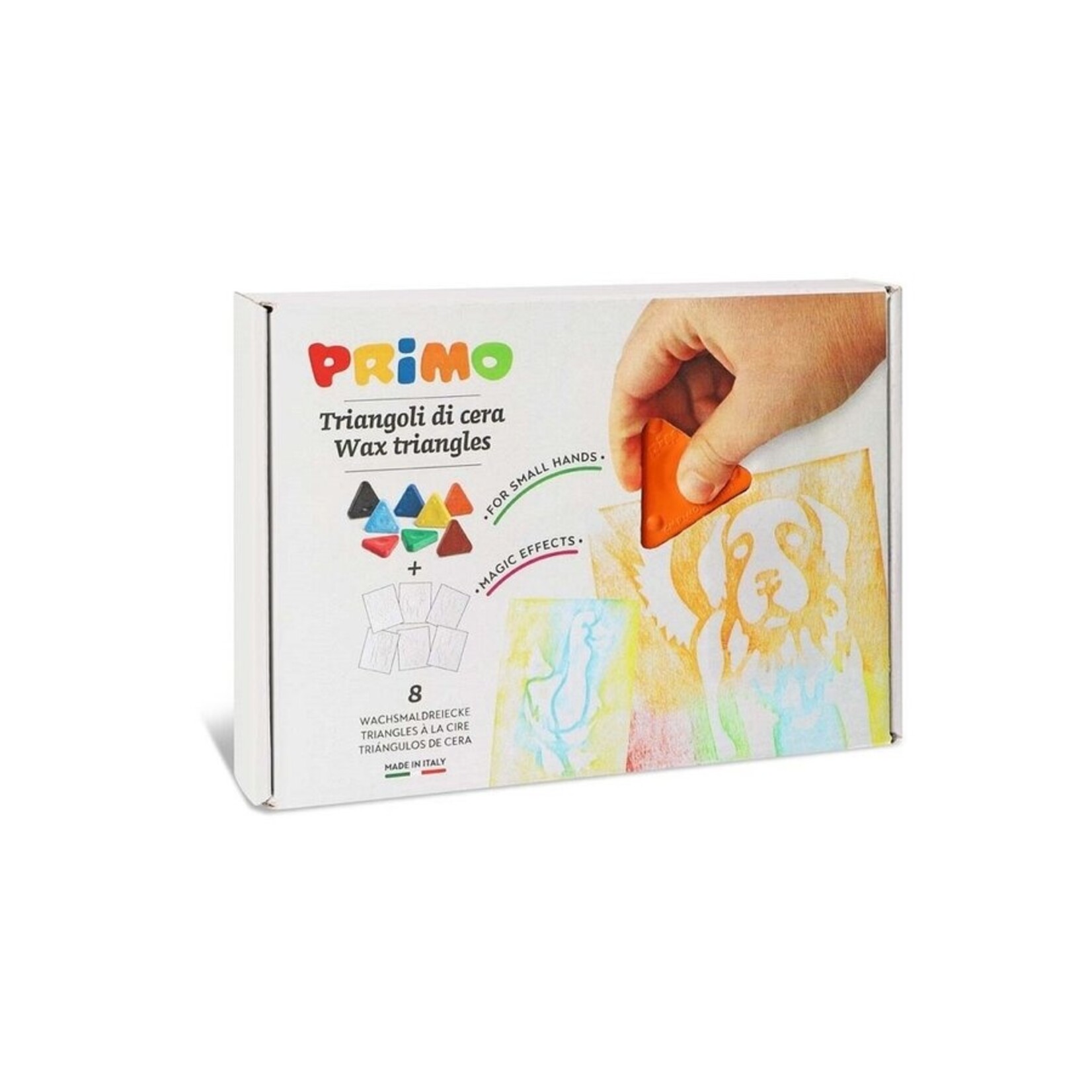 Primo Pimo - 8 driehoek waskrijt zijde 50 mm met sjablonen