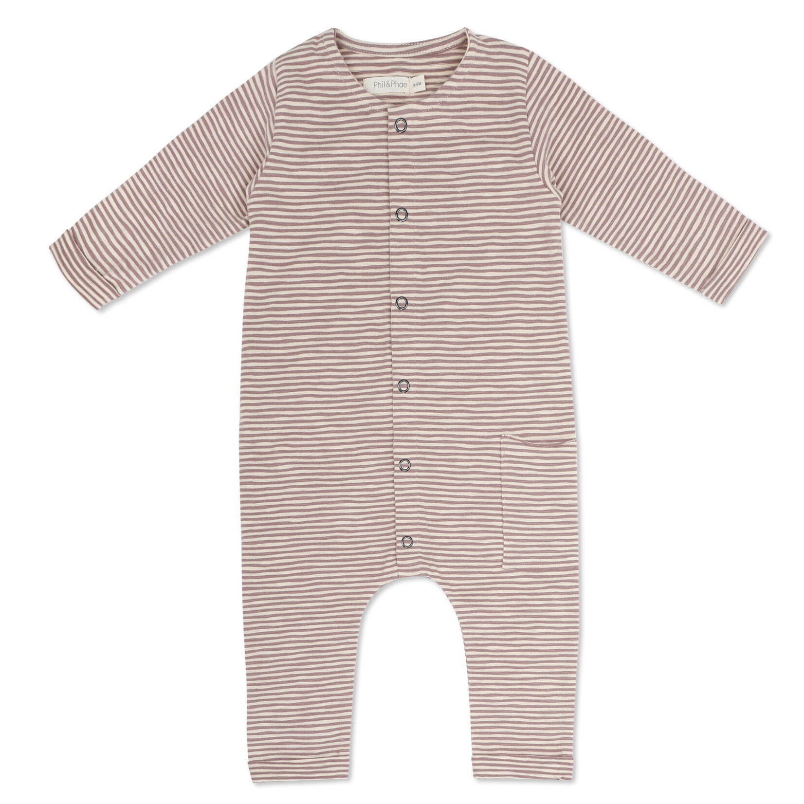 Phil&Phae Phil&Phae - Pocket jumpsuit l/s stripes - soft amethyst