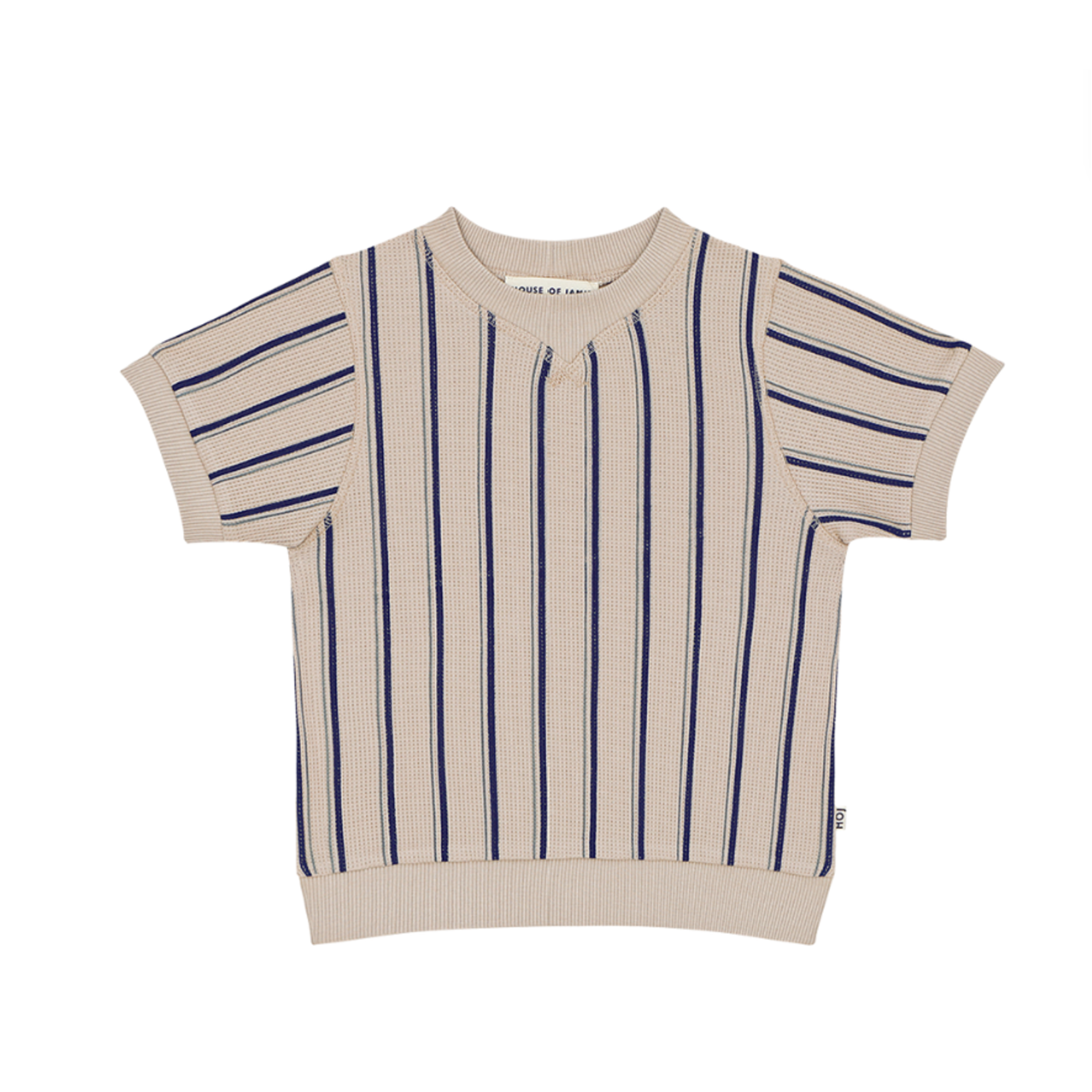 House of Jamie HOJ - Ribbed Tee (SS) - Milky Blue Vertical Stripes