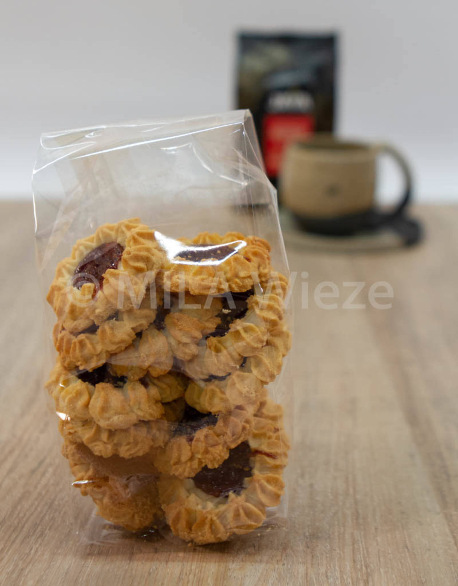 Ambachtelijk gebakken koekjes - Margrietjes met rode bessen - 125 gr - Copy