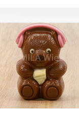 Beer met koptelefoon deco - 80 gr - 11,5 cm - melkchocolade