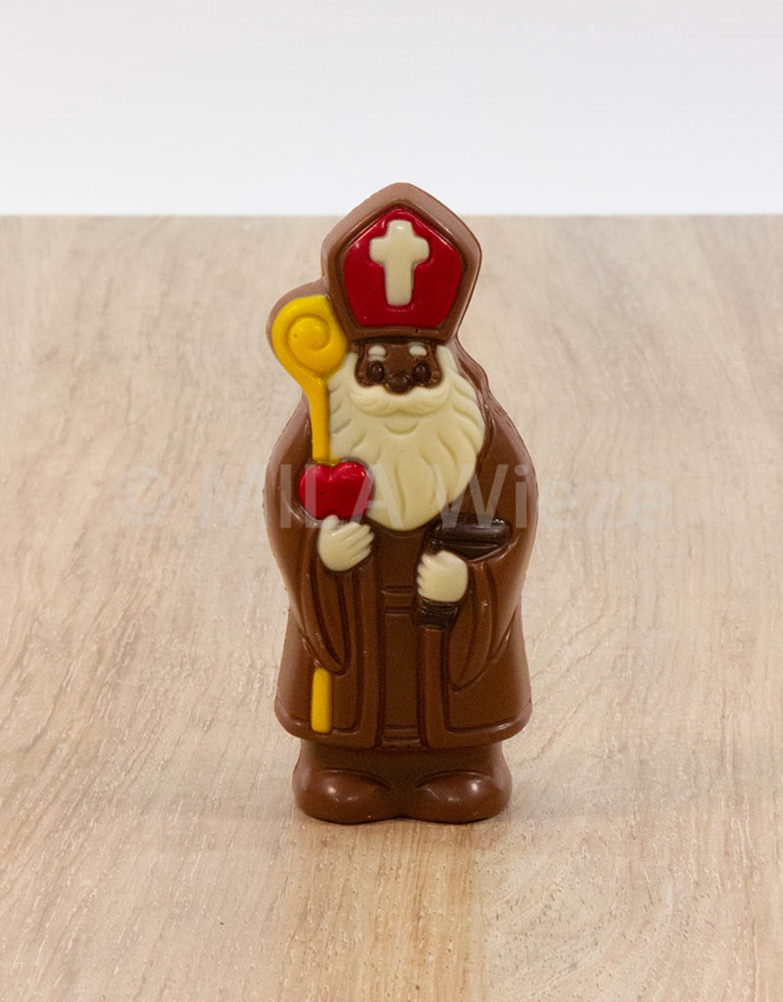 Lachende Sint deco - 50 gr - 12 cm - melk of fondant chocolade