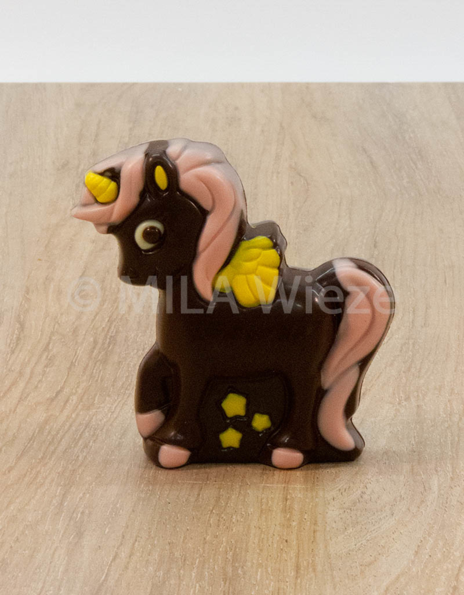 Eenhoorn deco - 75 gr - 10 cm - melk-, witte of fondant chocolade