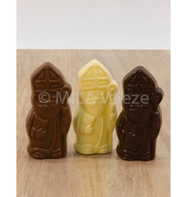 Lachend Sintje met boek of Pietje met cadeautje - 35 gr - Callebaut chocolade
