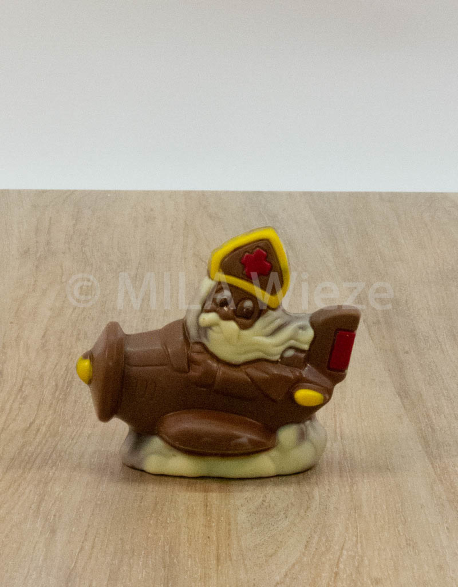 Sint in vliegtuig deco - 120 gr - 10 cm - melkchocolade