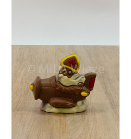 Sint in vliegtuig deco - 120 gr - Callebaut chocolade