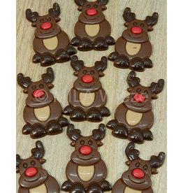 Caraque - rendier  melk chocolade  ingekleurd - 9 stuks