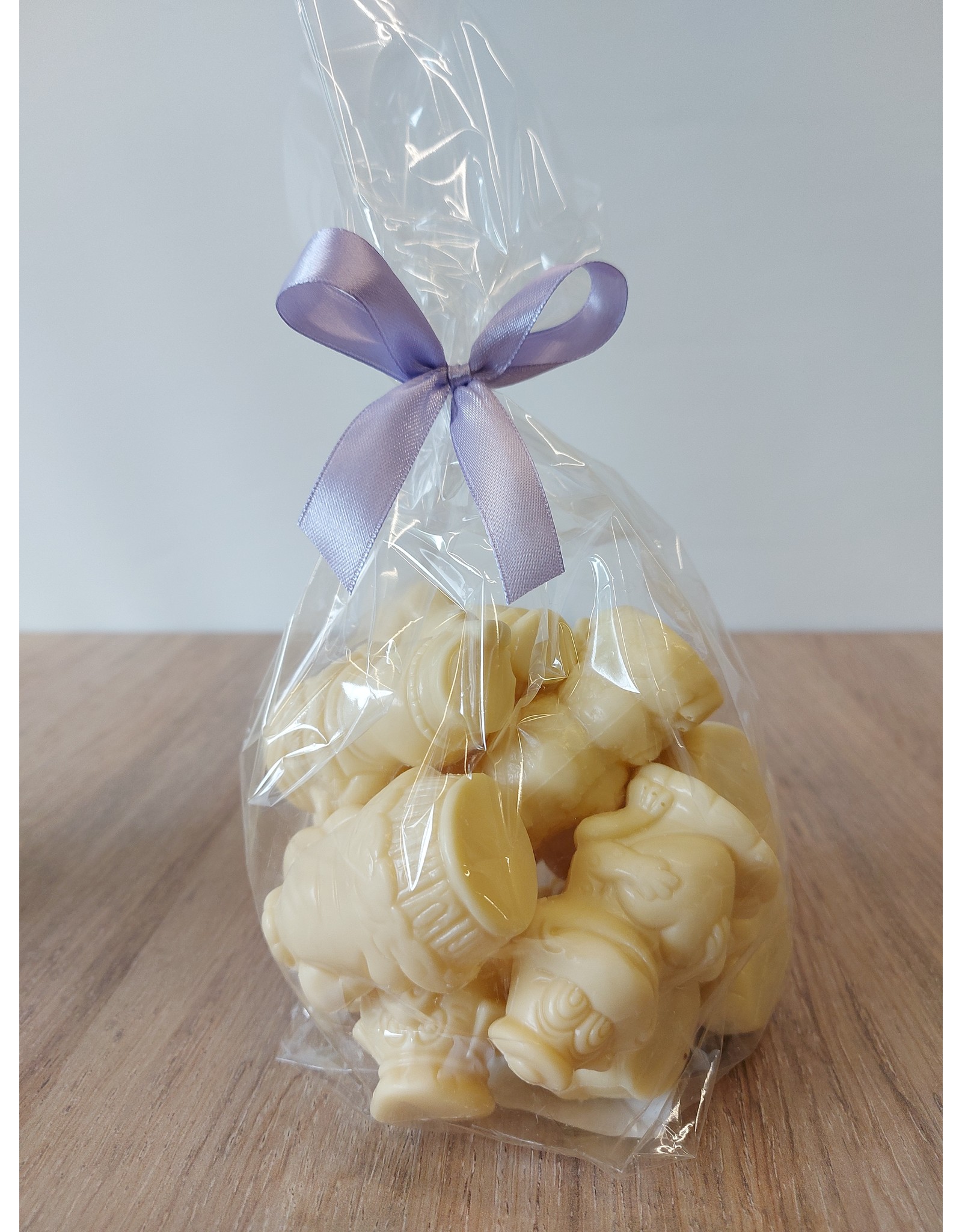 Piepfiguren van Sinterklaas - Zak 12 x 25 gr -  melk-, witte en fondant chocolade