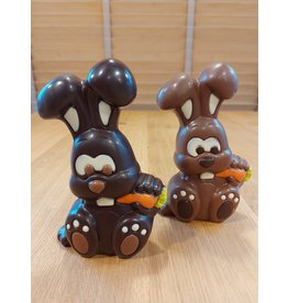 Haas met wortel - Sergio 15 cm - ingekleurde chocolade