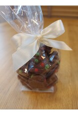 Kerstboom praliné (melk, wit en fondant) - 9 stuks in mica met kerstlabel
