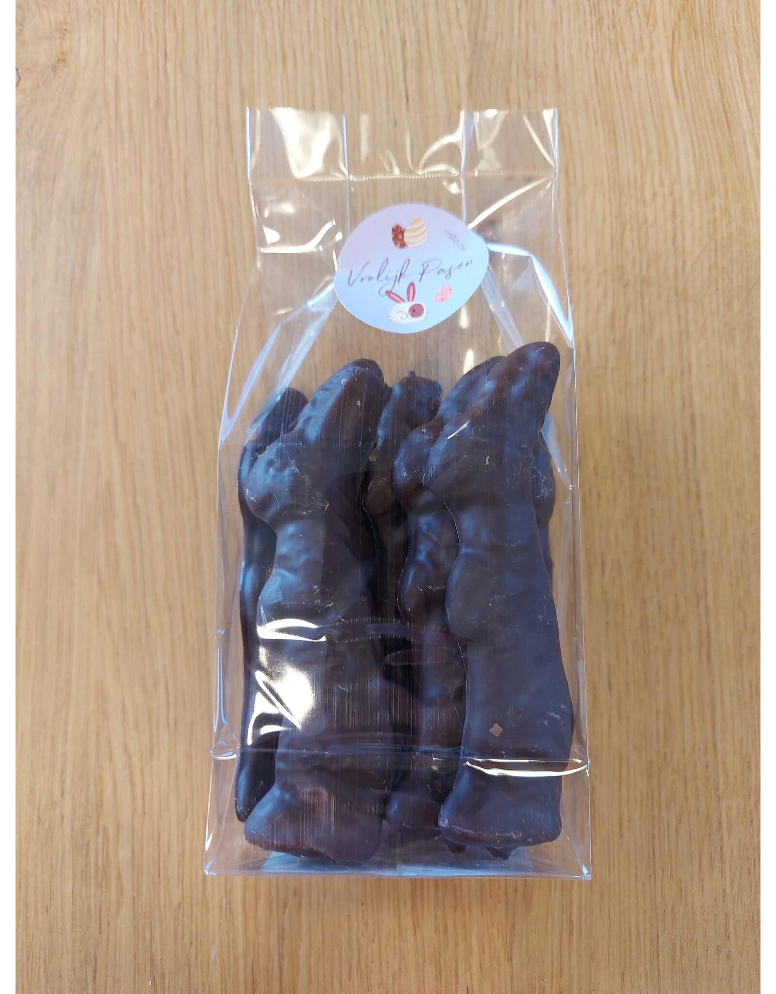 Middel guimauve paashaas chocolade - 10 cm - 9 stuks