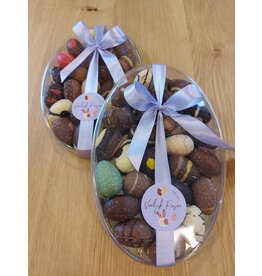 Ovale mica doos met eitjes gevuld