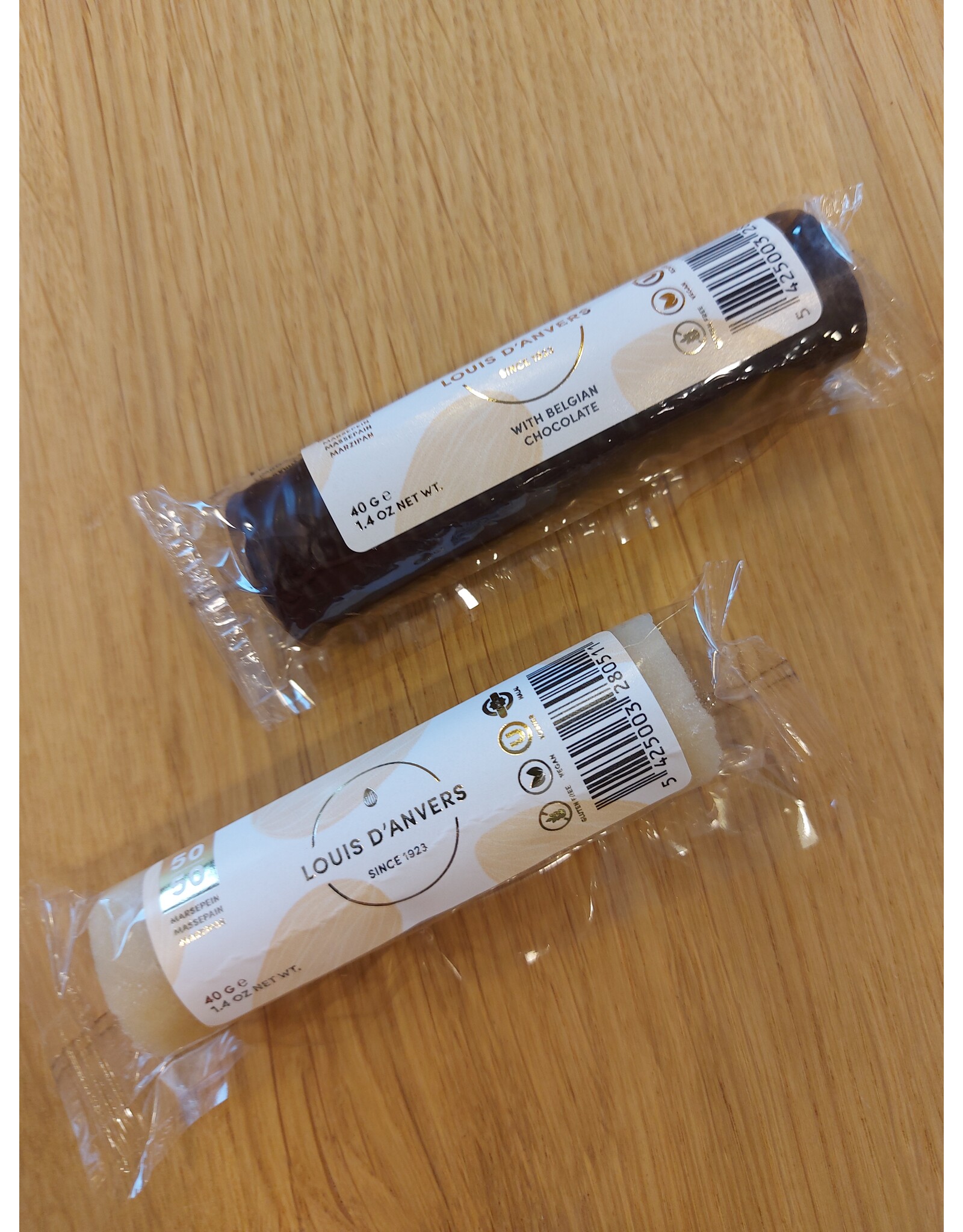 Marsepein natuur 40 gr of overtrokken met chocolade