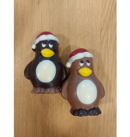 Chocolade pinguin melk of fondant 11 cm per stuk verpakt