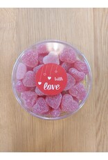 MILA Rond doosje vol frambozen hartjes