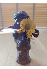 Lachende piet - 250 gr - 25 cm -melk, wit  of fondant chocolade - luxe versiering