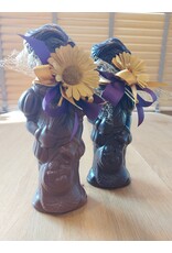 Lachende piet - 250 gr - 25 cm -melk, wit  of fondant chocolade - luxe versiering