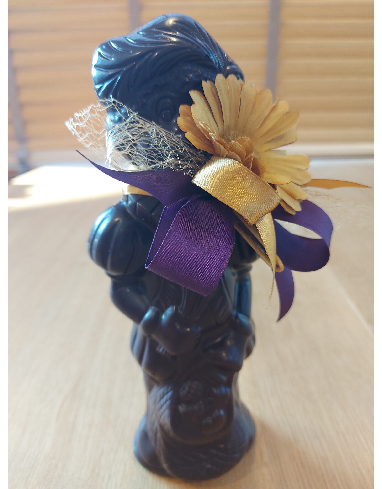 Lachende piet - 250 gr - 25 cm -melk, wit  of fondant chocolade - luxe versiering