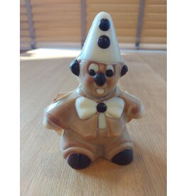 Pierrot  marbré melk chocolade 14 cm verpakt in mica met strik