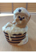 Piet in bad -  marbré melk chocolade 15 cm verpakt in mica met strik