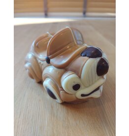 Vrolijke auto  -  marbré melk chocolade 17 cm verpakt in mica met strik