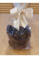Appelringen omhuld met fondant chocolade -  110 gr  per zakje