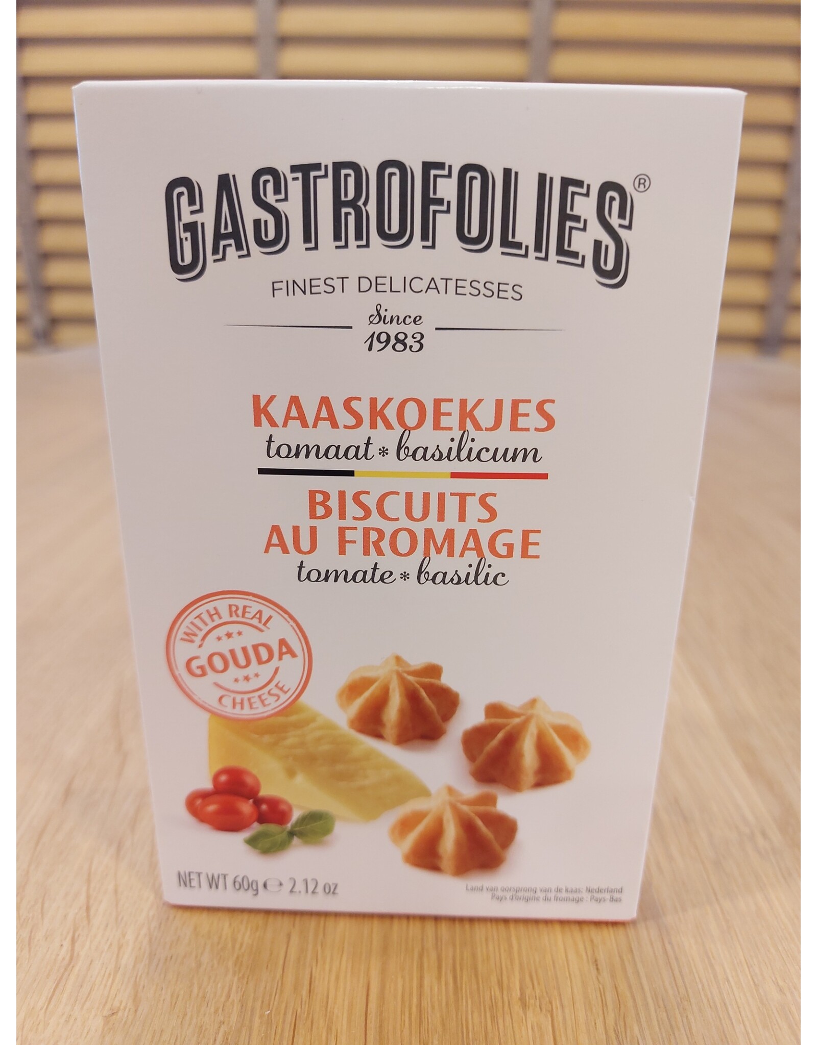 Gastrofolies Kaaskoekje tomaat en basilicum 60 gr