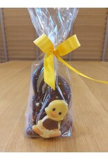 Paasgeschenk - haasje met ei deco 13 cm met eitjes en caraque