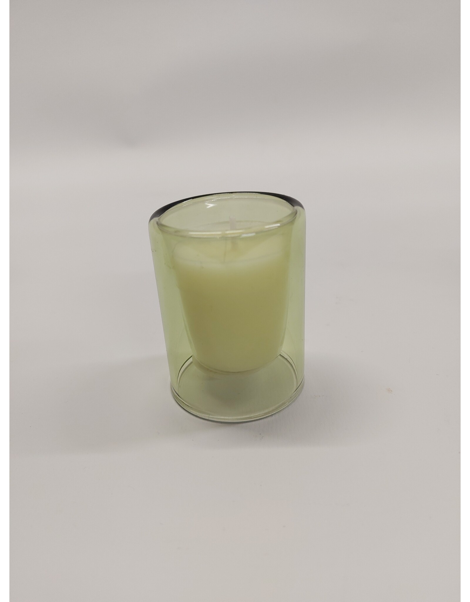 kaars in dubbelwandig glas 7 cm hoog