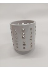 Theelicht wit geglazuurd - met gaatjes - 8 cm hoog