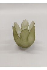 Theelicht mat glas groen - bloemvormig - 9 cm hoog