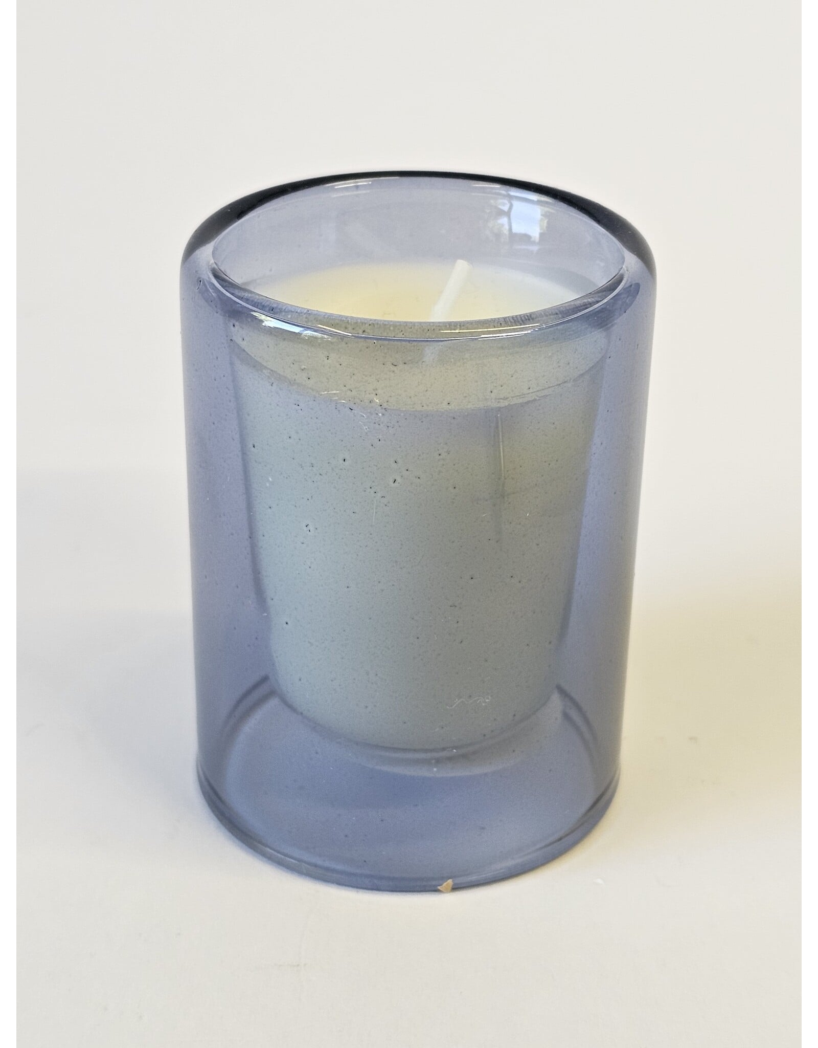 MILA Dubbelwandig kaarsje glas - blauw