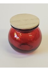 MILA Glazen potje rood met houten deksel