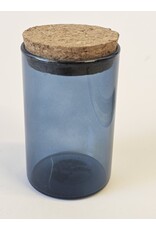 MILA Glazen potje met kurk deksel - blauw