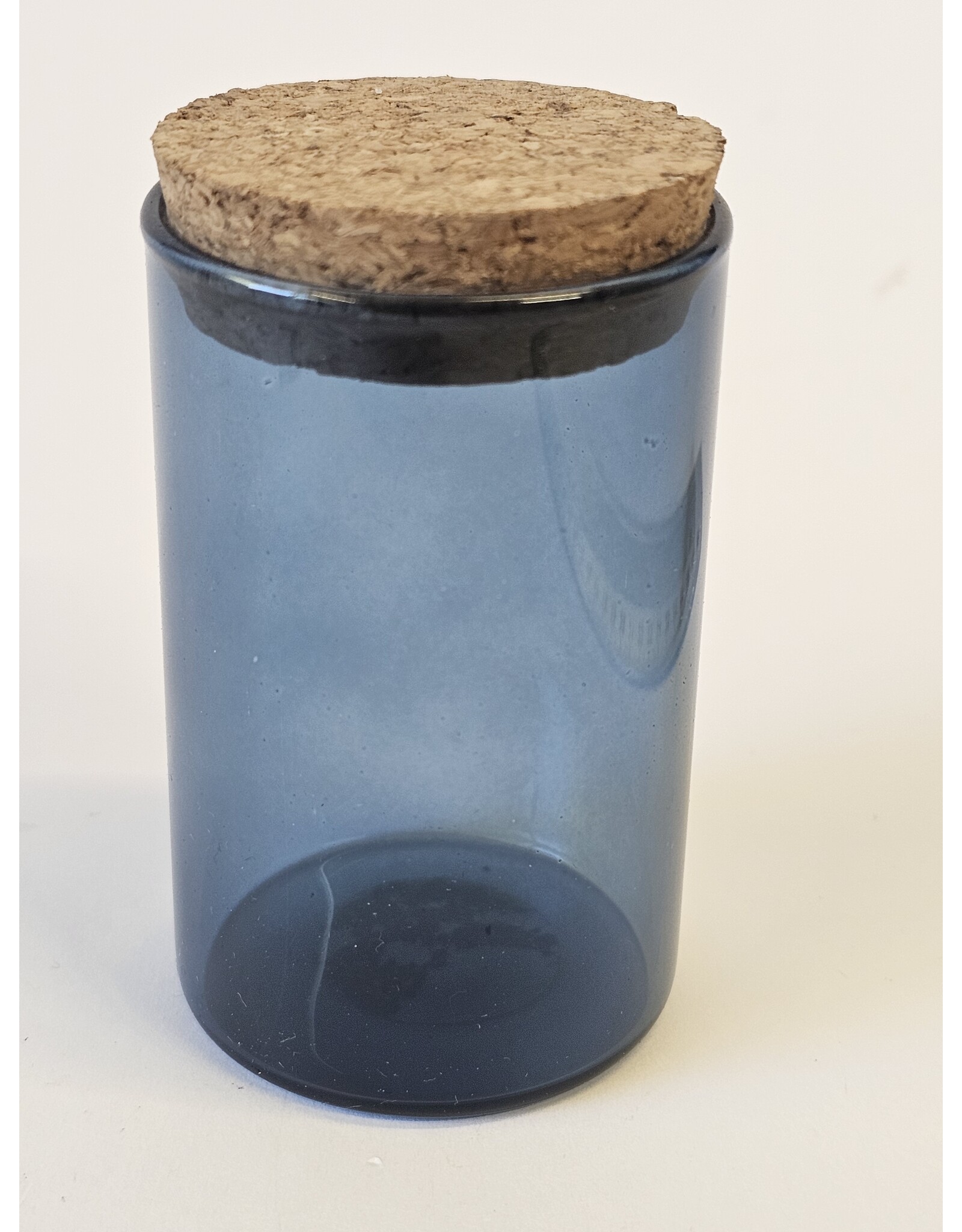 MILA Glazen potje met kurk deksel - blauw