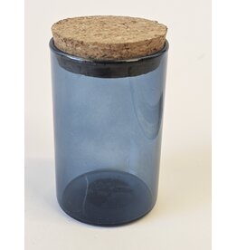 MILA Glazen potje met kurk deksel - blauw