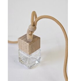 MILA Autoparfumflesje - glas | hout | koordje