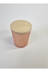 MILA Kaars in glaasje roos, met houten deksel