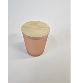 MILA Kaars in glaasje roos, met houten deksel