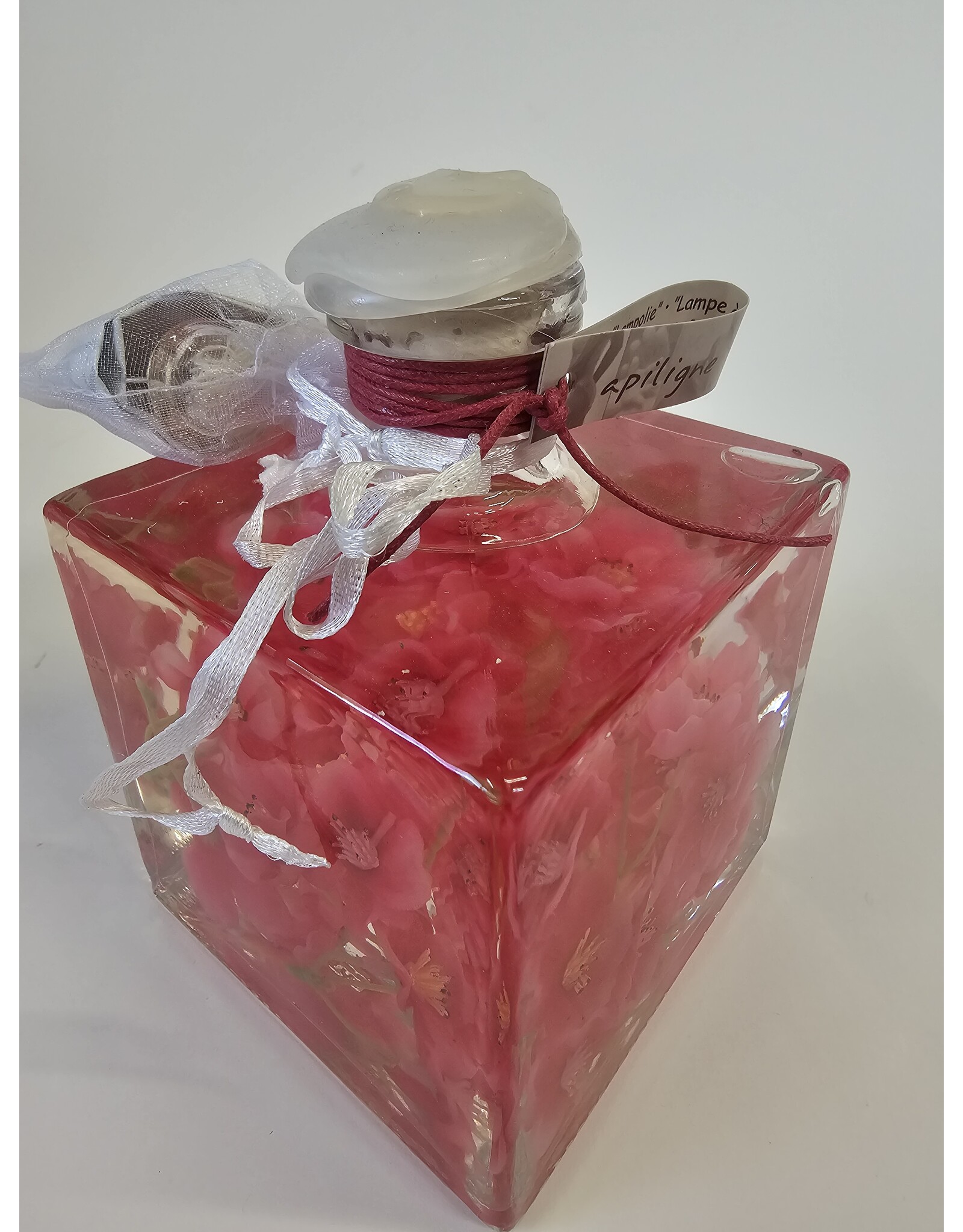 MILA Grote olielamp - fuchsia bloemen