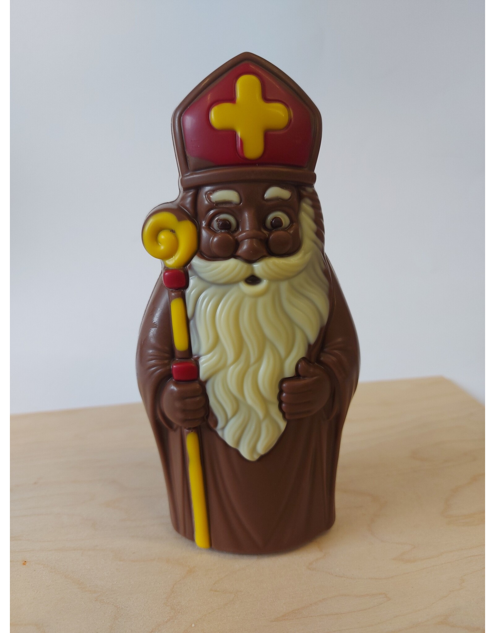 Sint met brilletje of vrolijke piet - 145 gr - 18 cm - Callebaut chocolade