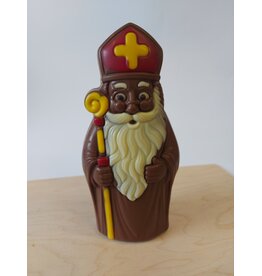 Sint met brilletje of vrolijke piet - 18 cm  - Callebaut chocolade